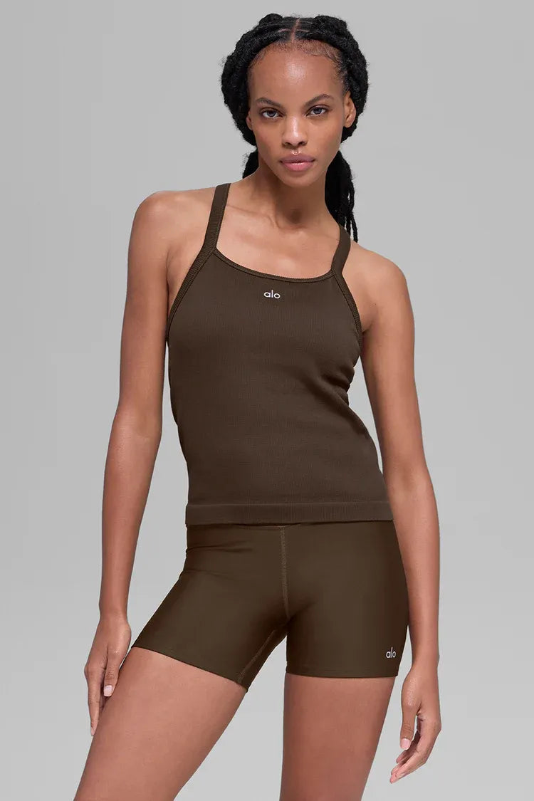 Seamless Ribbed Favorite Tanktop - Espresso